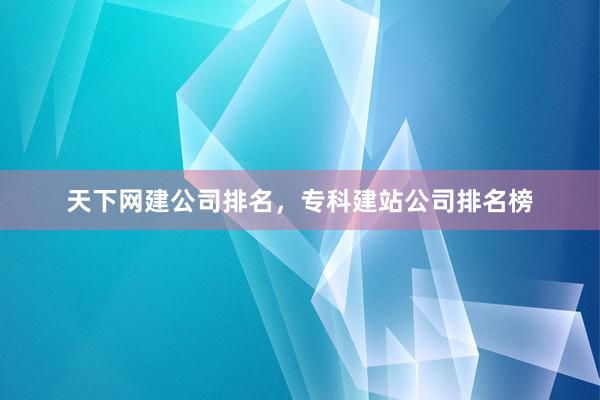 天下网建公司排名，专科建站公司排名榜